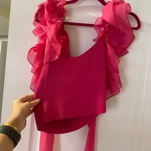 Pink ruffle sleeve top